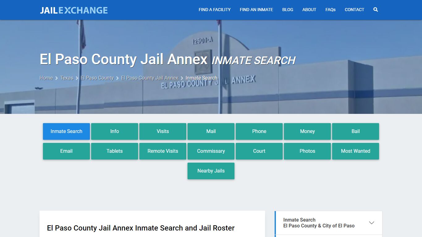 Inmate Search: Roster & Mugshots - El Paso County Jail Annex, TX